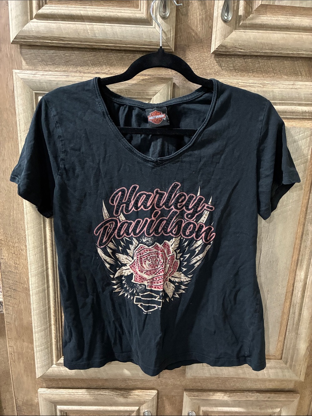 Harley-Davidson Black Patch with Orange and White Shield Logo